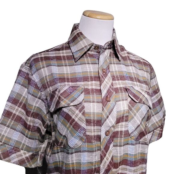Kennington LTD California Vintage Button Up Shirt Striped Plaid Retro Mens 15.5 - Picture 5 of 9